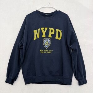 NYPD Sweatshirt Mens L Blue Police Department City Of New York Fleece Pullover